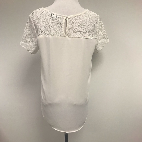 EXPRESS white lace short sleeve tee - Picture 2 of 4